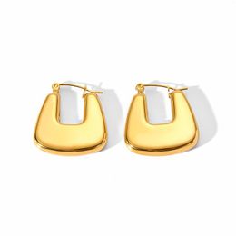 Hoop Earrings Classy Small Thick Chunky 18k Gold Plated Stainless Steel Square Hoops Elegant For Women