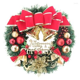 Decorative Flowers 30cm Christmas Wreath Window Front Door Garden Ornaments Bell Artificial Party Home Bar Decorations