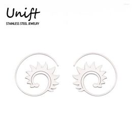 Hoop Earrings Unift Spiral Sun Flame Stainless Steel Open Wire For Women Ethnic Jewellery Tribal Ear Piercing Accessories Gift