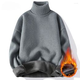 Men's Sweaters 2023 Autumn Winter Men Loose Sweater Warm Fleece Turtleneck Casual Solid Colour Pullover MaleThicken Plush Bottoming