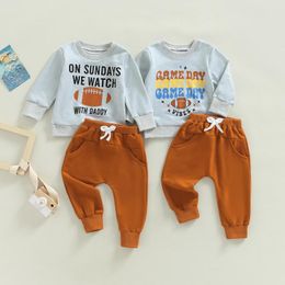 Clothing Sets FOCUSNORM 2pcs Causal Kids Boys Autumn Clothes 0-5Y Letter Printed Long Sleeve Sweatshirt Tops Solid Pants