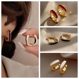 Stud Earrings Elegant Drop Glaze Square Ear Buckles Women Dripping Oil Hoop Girl Trendy Studs Temperament Charms