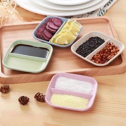 Bowls 1PCs Wheat Straw Seasoning Dish Multi-purpose Drain Calvings Sauce Vinegar Tableware Divider Convenience Products