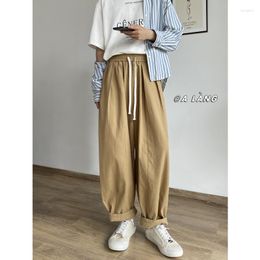 Men's Pants Cotton Linen Men Fashion Oversized Wide Leg Streetwear Korean Loose Straight Mens Khaki Black Trousers