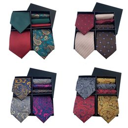 Bolo Ties Fashion Paisley Floral Ties for Men Silk Neck Tie and Pocket Squares Sets Men's Green Neck Ties Blue Neckties Grey Necktie A070 230717