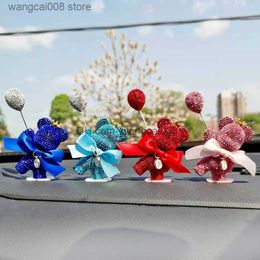 Interior Decorations Cute Cartoon Gloomy Bear Car Air Freshener Diamond Ornament Auto Dashboard Interior Decoration Crystal Solid Car Perfume Sticker T230717