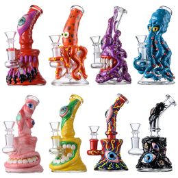 Heady Glass Bongs Halloween Style Hookahs Water Pipes Showerhead Perc Octopus Oil Dab Rigs Beaker Bong 5mm Thick Small Mini Wax Rigs W Bowl