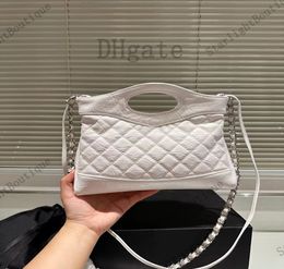 2023 New 31 Bag 23A Gold Clasp Checked Diamond Chain Cowhide One Shoulder Crossbody Handbag Fashion Mini Versatile Couple Style