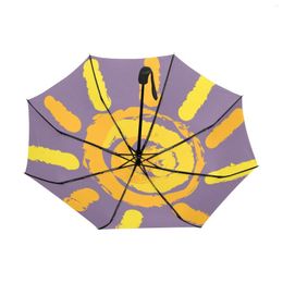 Umbrellas The Sun Automatic Tri Fold Umbrella Anti-UV Foldable Compact Light Weight Protection (Inside Printing) Travel