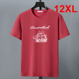 Green T-shirt 2022 Summer Tshirt Men Cotton T Shirt 10XL 12XL Big Size Short Sleeve Tops Tees Male Print Shirt Red Grey