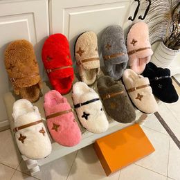 designer shoes sandal new wool slippers three-dimensional electric embroidery logo with letter face lamb fur inner lining foot pad private Mould rubber sole size 35-42