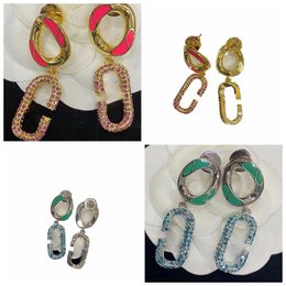 Women Stylish Earrings Chic Charm Gold Earrings Diamante Hollow Eardrops Jewelry Designer Party Jewelry Headdress With Box Package