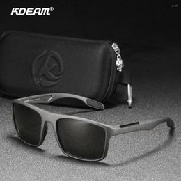 Sunglasses Brand KDEAM Fashion Men Classic Square Polarised Light Weight Outdoor Fishing Sport Eyewear Holiday Party Shades CE