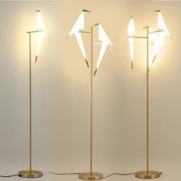 Floor Lamps Nordic Bird Lamp LED Creative Acrylic Thousand Paper Cranes Living Room Bedroom Home Decor Gold Standing