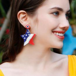 Hoop Earrings Bohemian Rice Bead Five Pointed Star Retro Ethnic Style For Women Fashion Clip On