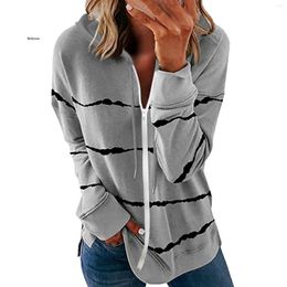 Women's Hoodies Womens Hoodie Striped Full Zipper Long Sleeve Lightweight Sweatshirts Spring Elegant Pullover Tee Tops