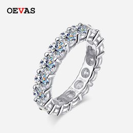 OEVAS 100% 925 Sterling Silver 7 5MM Moissanite Rings For Women Full Circle Row D Color Diamond Band Wedding Fine Jewelry