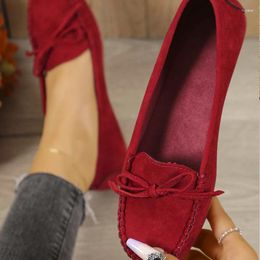 Dress Shoes Loafers Driving Boat Comfortable Slip-on Faux Suede Bow Decor Fashionable Flat Women Casual Flats Moccasin