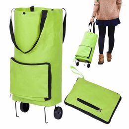 Storage Bags Foldable Shopping Trolley Cart Thickened Oxford Cloth Reusable Eco Large Waterproof Bag Luggage Wheels Basket