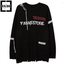 Men's Sweaters Fashion Hi Street Oversized Hip Hop Skull Pattern Streetwear Harajuku Knitted Jumpers Loose Fit Tops