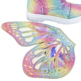 Shoe Parts Accessories Bling Illusion Butterfly Wings Decorations Personality Boots Shoe DIY Decor Iridesent Fantcy Sweet Shoe Wings Charms Accessories 230715