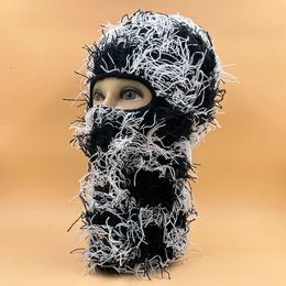 Outdoor Hats Full Face Cover Headgear Knitted Balaclava Warm Knit Full Face Ski Mask Beanie Wool Hat Scarf Warm for Winter Camouflage 230716