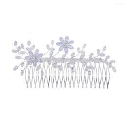 Hair Clips Bridal Wedding Headdress Light Luxury Crystal Zircon Plate Insertion Comb Three-dimensional Branch Veil Accessories