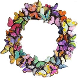 Decorative Flowers Artificial Wreath For Front Door - Wreaths Outside Butterflies And Dry R