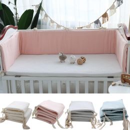 Bed Rails Cotton Soft Texture Infant Crib Liner Detachable Washable Onepiece Bumper Protector Around Cushion Born Bedding 230715