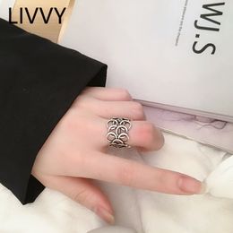 LIVVY Silver Colour Multi-style Thai Silver Rings Handmade Size Adjustable Rings For Men Women 2021 Trend