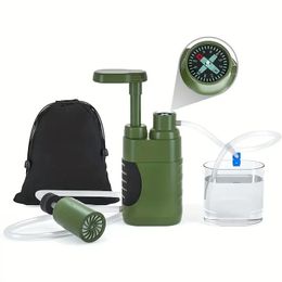 Portable Manual Pump Water-Filter Camping Water Philtre Survival, 3 Stage Backpack Water Philtre System 0.01 Camping Water Purifier For Home&Outdoor