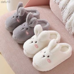 2022 Cute Plush Animal Slippers Women Lovely Bunny Rabbit Slides Indoor Bedroom Platform Slippers Fluffy Furry Soft Sole Shoes L230704