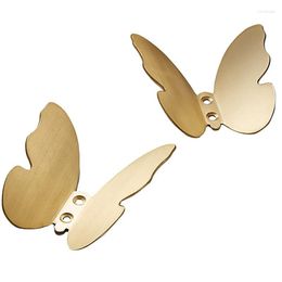 Hooks 2Pcs Bathroom Brushed Gold Brass Butterfly Coat Wall Mounted Decorative Hook Hat Robe Hangers Home Decor