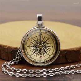 Pendant Necklaces Fashioned Compass Necklace - Vintage Antique Style Picture Jewelry Fashion Neck Lace For Women Men