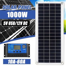 Batteries 1000W Solar Panel 12V Cell 10A60A Controller Plate Kit for Phone RV Car MP3 PAD Charger Outdoor Battery Supply 230715