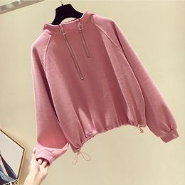 Women's Hoodies Vintage Oversized Sweatshirt Zipper Hoodie Korean Fashion Thicken Warm Fleece Tunic Winter Clothes 2023