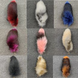 Keychains Lanyards Cute Tail Fur Car Keychains For Women Men Pompom Pendant Key Ring Holder Fluffy Keychain Accessories 230715