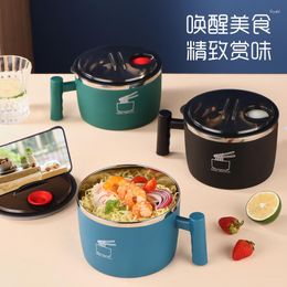 Bowls 304 Stainless Steel Instant Noodle Bowl With Lid Student Dormitory Cup Sealed Portable Drain