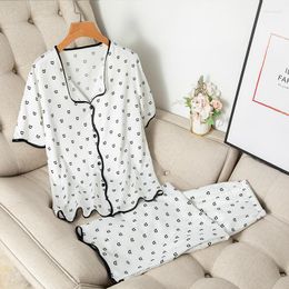 Women's Sleepwear Tulin Fashion Pyjamas Set Print Women 2PCS Shirt&Pants Casual Satin PJS Lounge Wear Soft Pyjamas Loose Homewear