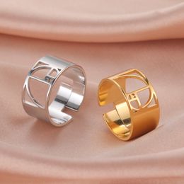 Fibonacci Spiral Golden Ratio Rings for Women Men Sacred Math Geometry Stainless Steel Adjustable Finger Ring Jewelry Gifts