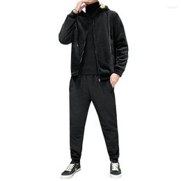 Men's Tracksuits 2-piece Set Fleece Thickened Sportswear Hooded Sweat Shirt Pant Men Sports Suit Casual Tracksuit Winter 5XL