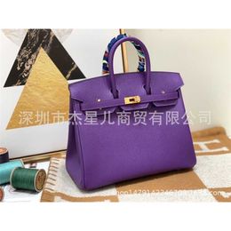 Handbag Platinum Luxurys Leather Hand-stitched Portable Womens Bag Bk25bk30epsom Togo Bag 9w Fantasy Purple