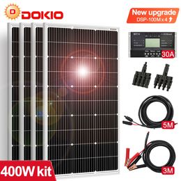 Batteries Dokio 18V 100W 200W 400W Waterproof Rigid Solar Panel Set Controller For Home Charge 12V Car Battery Monocrystalline China 230715