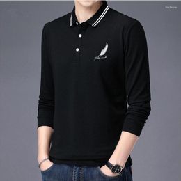 Men's Polos Long-sleeved T-shirt POLO Shirt Spring Loose Large Size Youth Trend Business Casual Plain Colour Printed Stitching Button