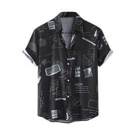 Men's Casual Shirts Cotton Linen Shirt Leisure Loose Button Blouse Summer Solid Colour Turn-down Collar Beach Style Pullover Blusas