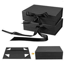 Gift Wrap 2pcs Paper Box 25x22x9cm Christmas Decoration Valentine's Day Thanksgiving Present With Ribbon Year Luxury Magnetic