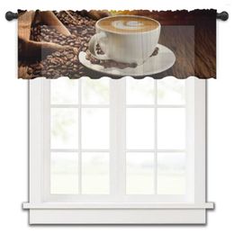 Curtain Coffee Beans Close-Up Tulle Kitchen Small Window Valance Sheer Short Bedroom Living Room Home Decor Voile Drapes