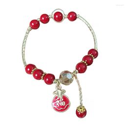 Charm Bracelets 634D 2023 Year Of Tiger Natural Stone Bracelet Chinese Fashion Pendant