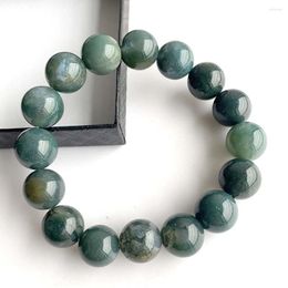 Strand Natural Aquatic Agate Beads Moss Agates Onyx Bracelet 12MM Gift For Sir With Exquisite Box