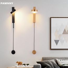 Wall Lamp Led Lamps With Switch For Bedroom Bedside Black Rotation Modern Loft Stair Aisle Indoor Decoration Sconce Light Fixture